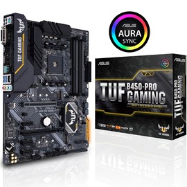 Asus TUF B450-PRO GAMING DDR4 Çift M.2 HDMI DVI Aura LED 16x AM4 ATX
